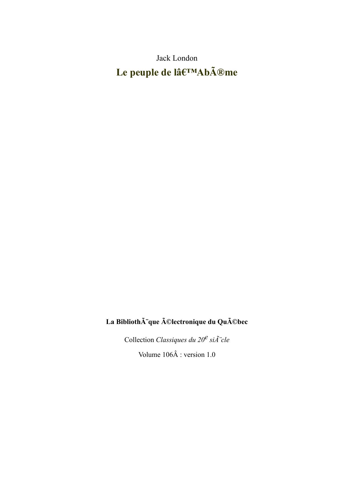 Le peuple de l&rsquo;ab&icirc;me