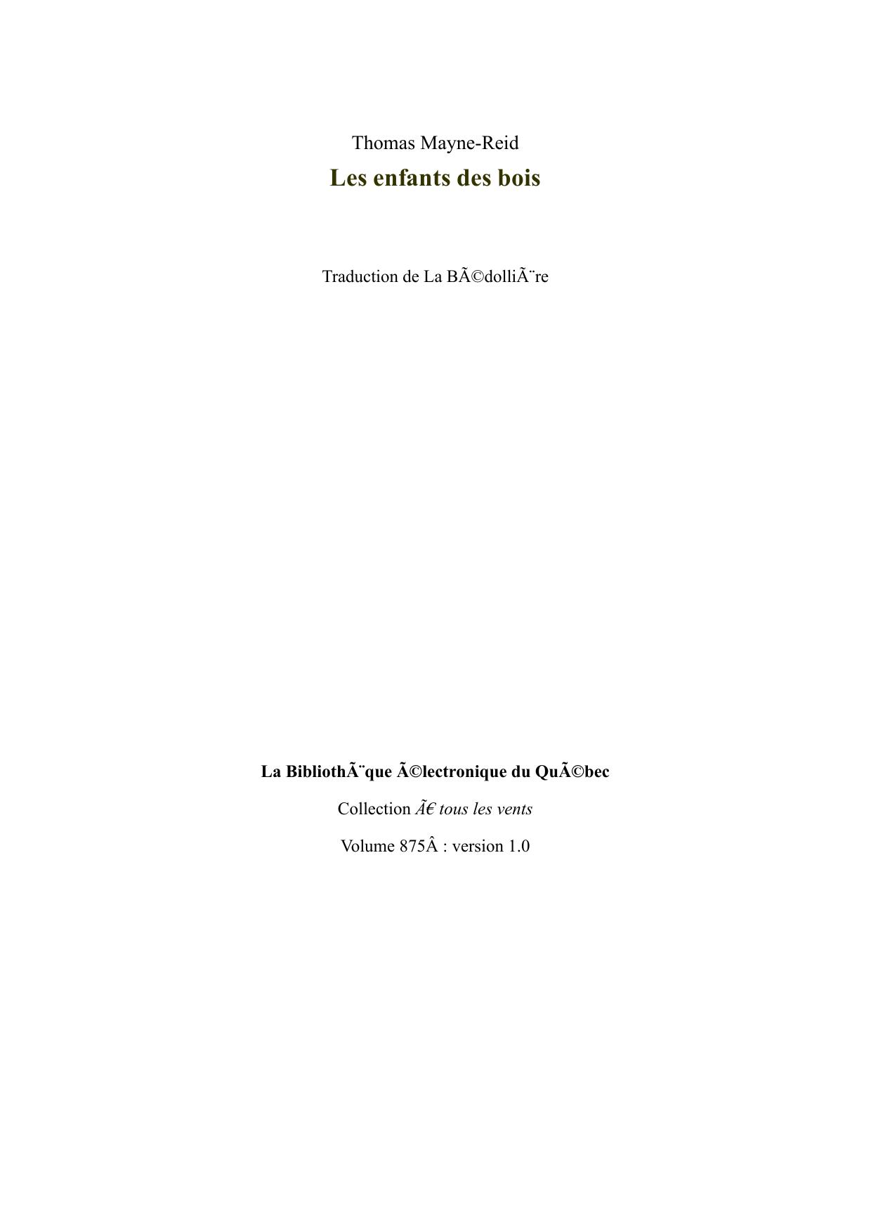 Les enfants des bois